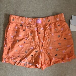 Orange summer print pajama shorts, size small